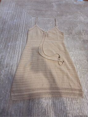 INTERMIX Beige Crochet Mini Dress